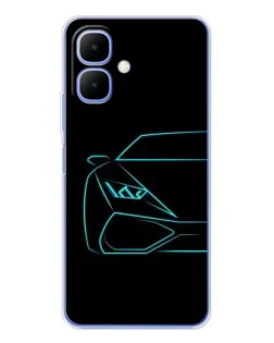 Чехол для TECNO Spark Go 2 с картинкой «Голубой силуэт Lamborghini» Чехол для TECNO Spark Go 2 с картинкой «Голубой силуэт Lamborghini»
