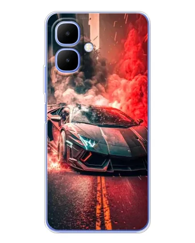 Чехол для TECNO Spark Go 2 с картинкой «Lamborghini красный дым»