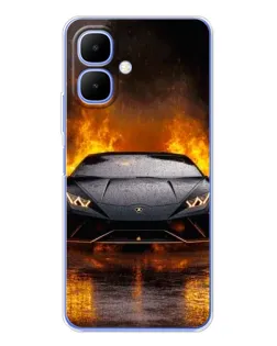 Чехол для TECNO Spark Go 2 с картинкой «Lamborghini в огне»