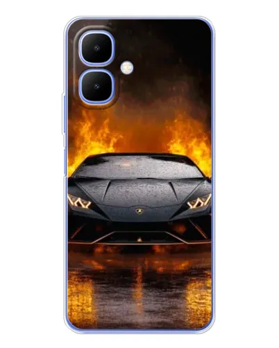 Чехол для TECNO Spark Go 2 с картинкой «Lamborghini в огне»