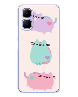 Чехол для TECNO Spark Go 2 с картинкой «Pusheen трио»