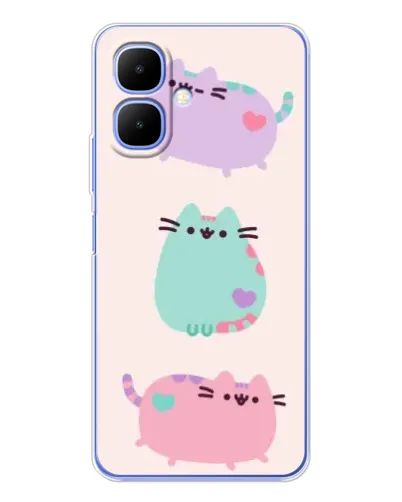 Чехол для TECNO Spark Go 2 с картинкой «Pusheen трио»