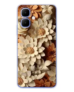 Чохол для TECNO Spark Go 2 з картинкою «Бежевий флористичний декор» Чохол для TECNO Spark Go 2 з картинкою «Бежевий флористичний декор»