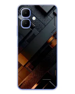 Чехол для TECNO Spark Go 2 с картинкой «Черные геометрические блоки»