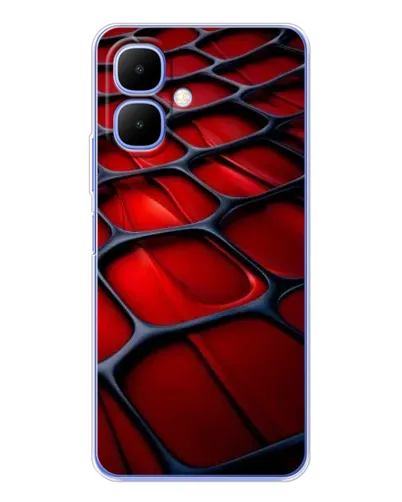 Чехол для TECNO Spark Go 2 с картинкой «Красная глянцевая сетка»