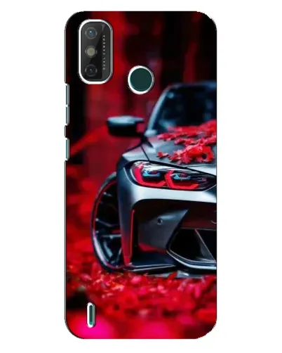 Чехол для TECNO Spark GO (2020) с картинкой «Спортивная BMW и цветы»
