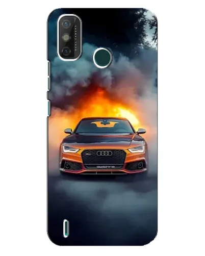 Чехол для TECNO Spark GO (2020) с картинкой «Audi в огненном дыму»