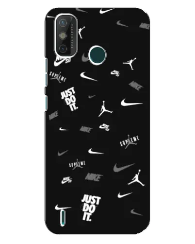 Чехол для TECNO Spark GO (2021) с картинкой «Nike Black Pattern»