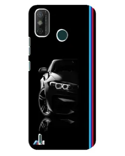 Чехол для TECNO Spark GO (2021) с картинкой «Силуэт BMW в темноте»