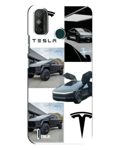 Чехол для TECNO Spark GO (2021) с картинкой «Коллаж Cybertruck Tesla»