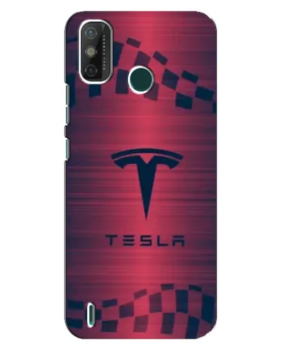 Чехол для TECNO Spark GO (2021) с картинкой «Тесла красный карбон»