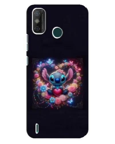 Чехол для TECNO Spark GO (2021) с картинкой «Stitch в цветах»