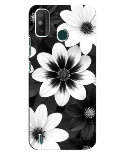 Чехол для TECNO Spark GO (2021) с картинкой «Монохромные астры»
