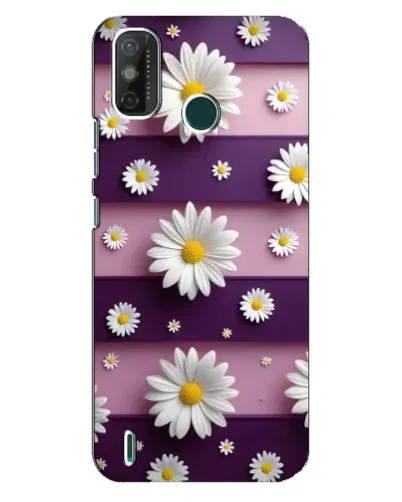 Чехол для TECNO Spark GO (2021) с картинкой «Ромашки на фиолетовом»