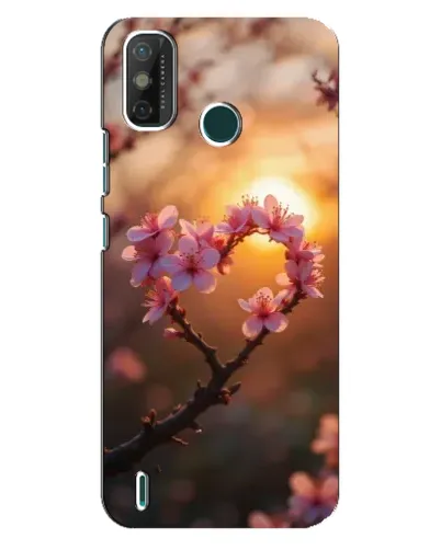 Чехол для TECNO Spark GO (2021) с картинкой «Розовый цвет сердце на фоне заката»