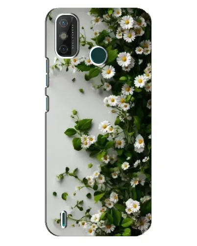 Чехол для TECNO Spark GO (2021) с картинкой «Ветка мелких белых цветов»