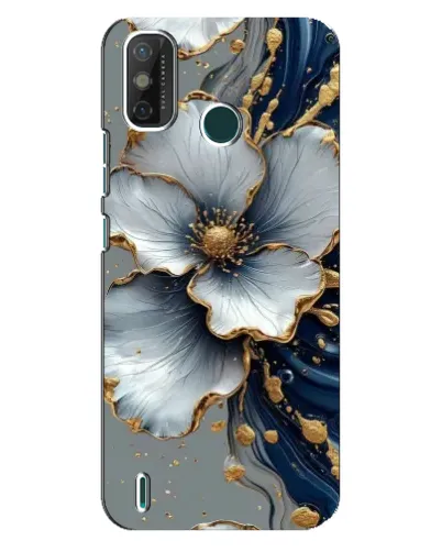 Чехол для TECNO Spark GO (2021) с картинкой «Белый цветок и золотой флюид» Чехол для TECNO Spark GO (2021) с картинкой «Белый цветок и золотой флюид»