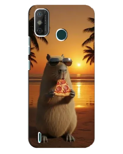 Чехол для TECNO Spark GO (2021) с картинкой «Капибара с пиццей»