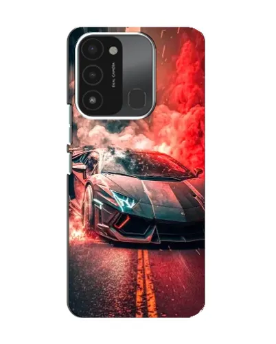Чехол для TECNO Spark GO (2022) с картинкой «Lamborghini красный дым»