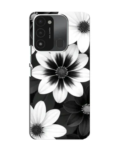 Чехол для TECNO Spark GO (2022) с картинкой «Монохромные астры»