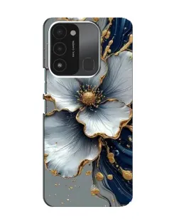 Чехол для TECNO Spark GO (2022) с картинкой «Белый цветок и золотой флюид»