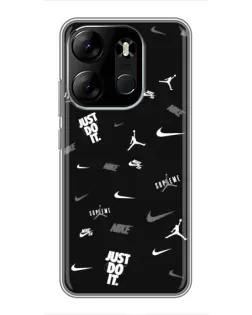 Чохол для TECNO Spark Go 2023 (BF7) з картинкою «Nike Black Pattern»