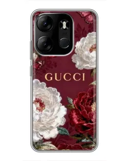 Чохол для TECNO Spark Go 2023 (BF7) з картинкою «Gucci — бордові троянди»