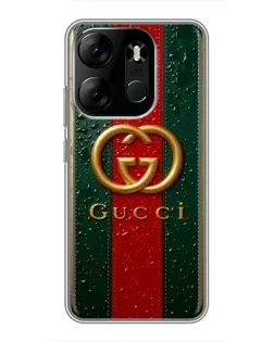 Чохол для TECNO Spark Go 2023 (BF7) з картинкою «Gucci — фірмова смуга та золото»