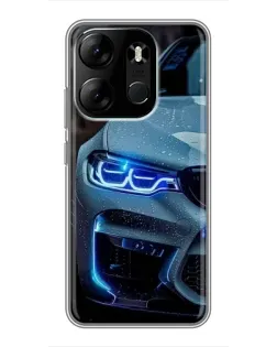 Чехол для TECNO Spark Go 2023 (BF7) с картинкой «Взгляд BMW с синими фарами»