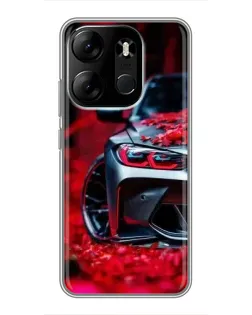 Чехол для TECNO Spark Go 2023 (BF7) с картинкой «Спортивная BMW и цветы»