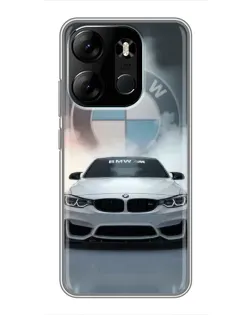 Чехол для TECNO Spark Go 2023 (BF7) с картинкой «BMW в белом дыму»