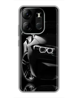 Чехол для TECNO Spark Go 2023 (BF7) с картинкой «Черная BMW — профиль»