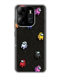Чехол для TECNO Spark Go 2023 (BF7) с картинкой «Космический паттерн Among Us» Чехол для TECNO Spark Go 2023 (BF7) с картинкой «Космический паттерн Among Us»