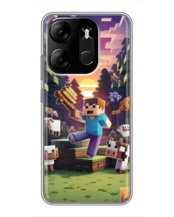 Чехол для TECNO Spark Go 2023 (BF7) с картинкой «Стив на ферме» Чехол для TECNO Spark Go 2023 (BF7) с картинкой «Стив на ферме»