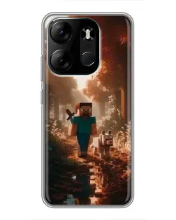 Чехол для TECNO Spark Go 2023 (BF7) с картинкой «Стив в лесу»