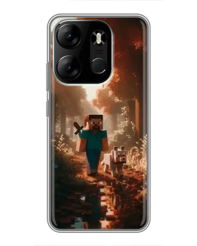 Чехол для TECNO Spark Go 2023 (BF7) с картинкой «Стив в лесу» Чехол для TECNO Spark Go 2023 (BF7) с картинкой «Стив в лесу»