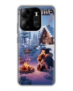 Чехол для TECNO Spark Go 2023 (BF7) с картинкой «Зимний Minecraft»