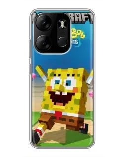 Чехол для TECNO Spark Go 2023 (BF7) с картинкой «Губка Боб Minecraft» Чехол для TECNO Spark Go 2023 (BF7) с картинкой «Губка Боб Minecraft»