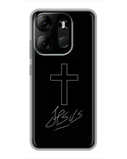 Чехол для TECNO Spark Go 2023 (BF7) с картинкой «Графический крест Jesus» Чехол для TECNO Spark Go 2023 (BF7) с картинкой «Графический крест Jesus»