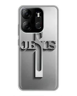 Чехол для TECNO Spark Go 2023 (BF7) с картинкой «Металлический крест Jesus» Чехол для TECNO Spark Go 2023 (BF7) с картинкой «Металлический крест Jesus»