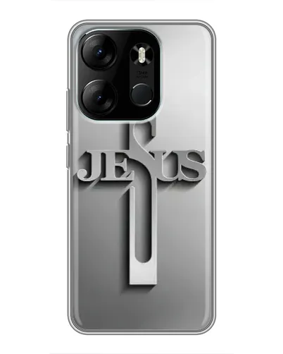 Чехол для TECNO Spark Go 2023 (BF7) с картинкой «Металлический крест Jesus» Чехол для TECNO Spark Go 2023 (BF7) с картинкой «Металлический крест Jesus»