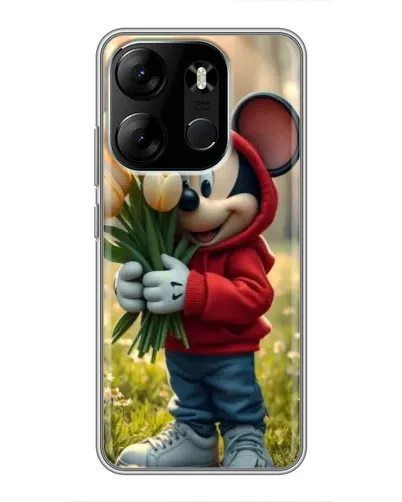 Чехол для TECNO Spark Go 2023 (BF7) с картинкой «Микки с тюльпанами» Чехол для TECNO Spark Go 2023 (BF7) с картинкой «Микки с тюльпанами»