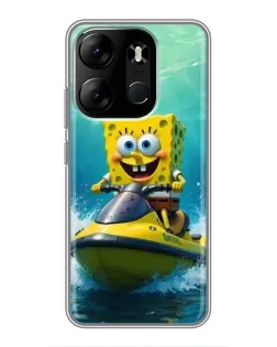 Чехол для TECNO Spark Go 2023 (BF7) с картинкой «Спанч Боб на гидроцикле»