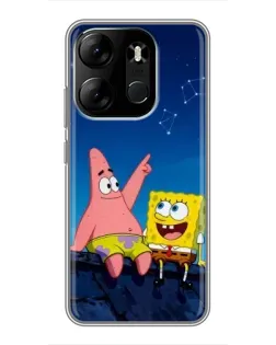 Чехол для TECNO Spark Go 2023 (BF7) с картинкой «Губка Боб и Патрик ночью»