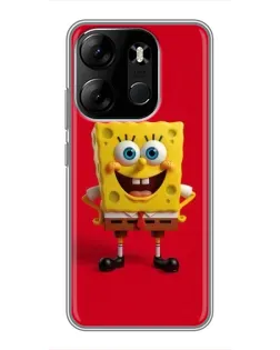 Чехол для TECNO Spark Go 2023 (BF7) с картинкой «Спанч Боб на красном»