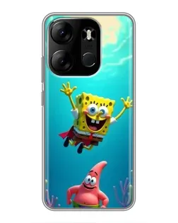 Чехол для TECNO Spark Go 2023 (BF7) с картинкой «Спанч Боб под водой»