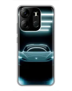 Чохол для TECNO Spark Go 2023 (BF7) з картинкою «Tesla в неоні»