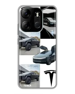 Чохол для TECNO Spark Go 2023 (BF7) з картинкою «Колаж Cybertruck Tesla»