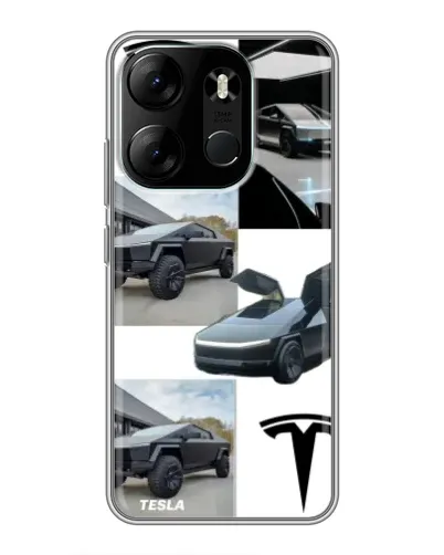 Чехол для TECNO Spark Go 2023 (BF7) с картинкой «Коллаж Cybertruck Tesla» Чехол для TECNO Spark Go 2023 (BF7) с картинкой «Коллаж Cybertruck Tesla»