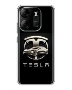 Чохол для TECNO Spark Go 2023 (BF7) з картинкою «Tesla — срібне авто»